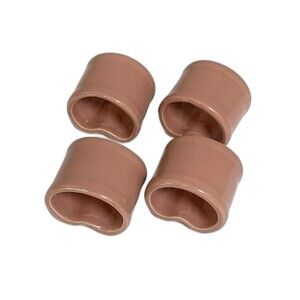 4 Vintage 2” Vera Neumann Pink Rose Ceramic Glazed Napkin Rings No-Roll